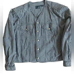 Vintage Liz Wear by Liz Claiborne black white pearl snap gingham jacket Size 14